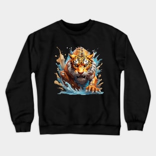 Angry Tiger: A Moment of Fearless Pursuit Crewneck Sweatshirt